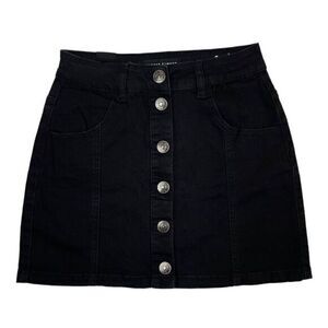 Almost Famous Black Button Down Denim Mini Skirt Juniors Size 3